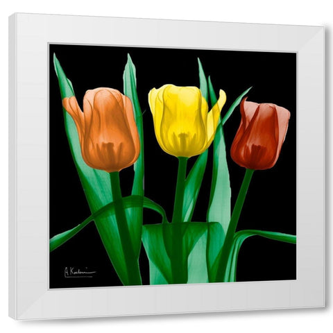 Jewel Embellished Tulips 4 White Modern Wood Framed Art Print by Koetsier, Albert