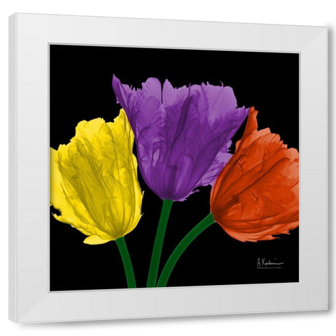 Shiny Jewel Tulips 3 White Modern Wood Framed Art Print by Koetsier, Albert