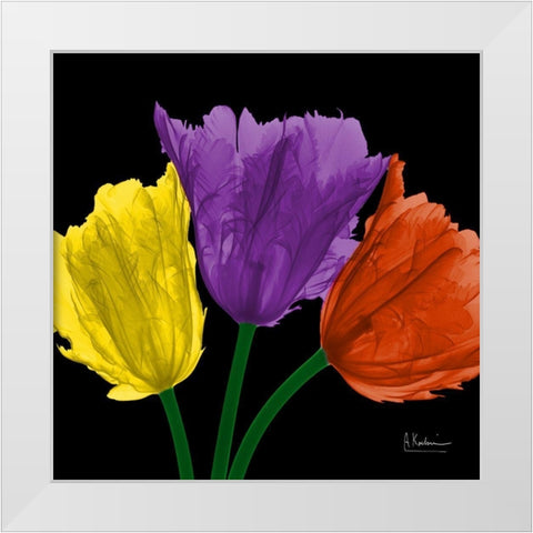 Shiny Jewel Tulips 3 White Modern Wood Framed Art Print by Koetsier, Albert