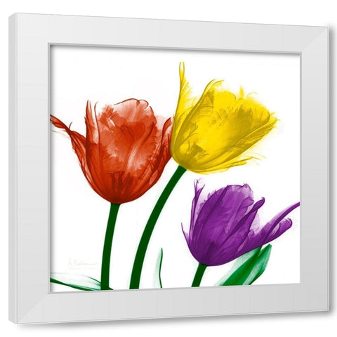 Shiny Jewel Tulips 2 White Modern Wood Framed Art Print by Koetsier, Albert