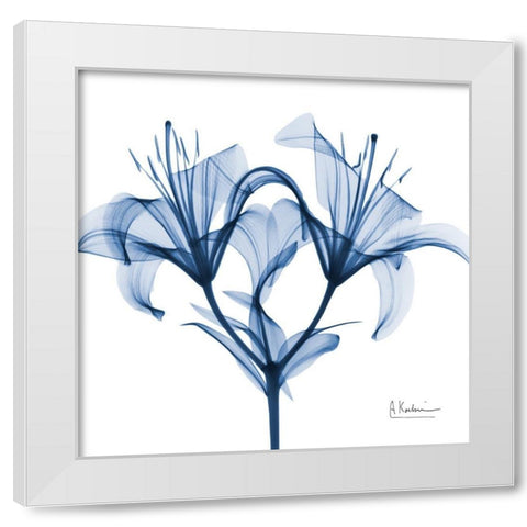 Indigo Lily White Modern Wood Framed Art Print by Koetsier, Albert