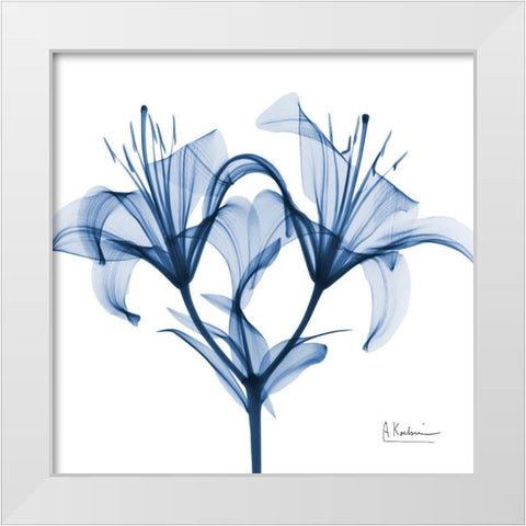 Indigo Lily White Modern Wood Framed Art Print by Koetsier, Albert