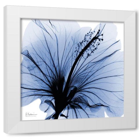 Indigo Hibiscus Turn White Modern Wood Framed Art Print by Koetsier, Albert