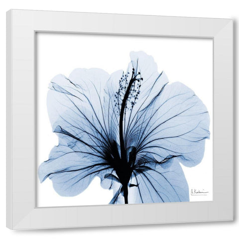 Indigo Hibiscus White Modern Wood Framed Art Print by Koetsier, Albert