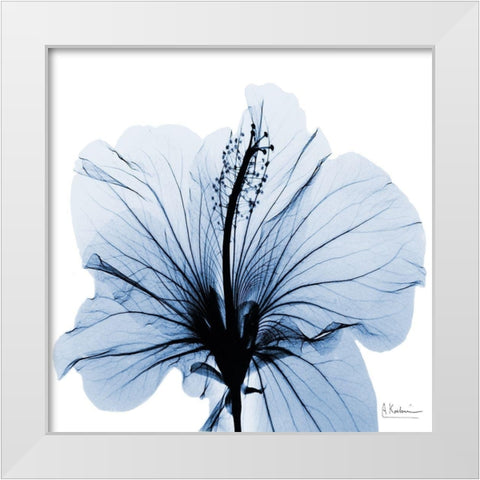 Indigo Hibiscus White Modern Wood Framed Art Print by Koetsier, Albert