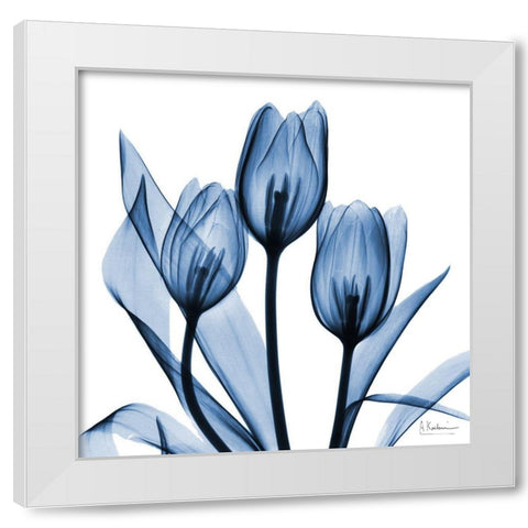 Indigo Tulips White Modern Wood Framed Art Print by Koetsier, Albert