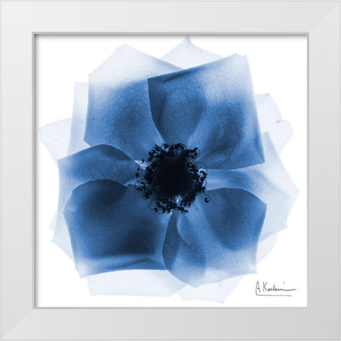 Indigo Rose Petals 2 White Modern Wood Framed Art Print by Koetsier, Albert