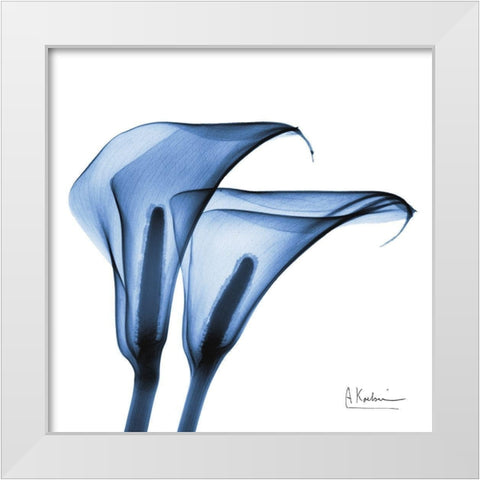 Indigo Infused Calla Lilies White Modern Wood Framed Art Print by Koetsier, Albert