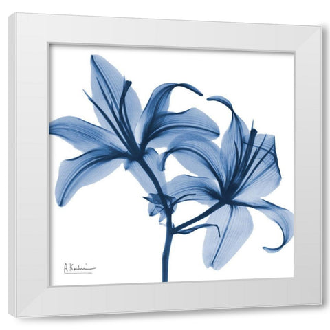 Indigo Infused Lily White Modern Wood Framed Art Print by Koetsier, Albert