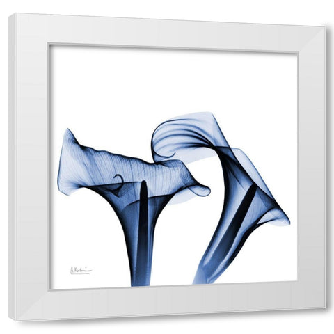 Twin Indigo Calla Lilies White Modern Wood Framed Art Print by Koetsier, Albert