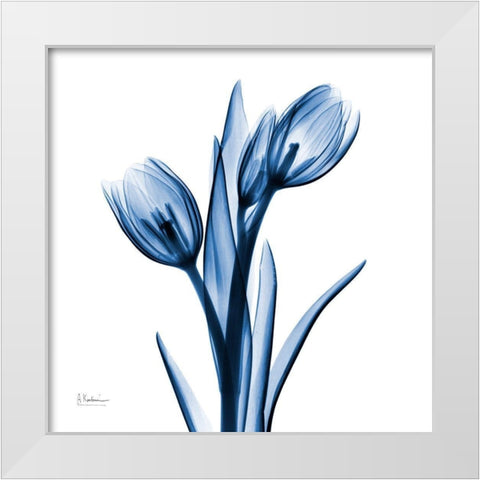 Indigo Loved Tulips White Modern Wood Framed Art Print by Koetsier, Albert