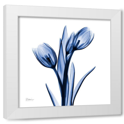 Enchanted Indigo Tulips White Modern Wood Framed Art Print by Koetsier, Albert