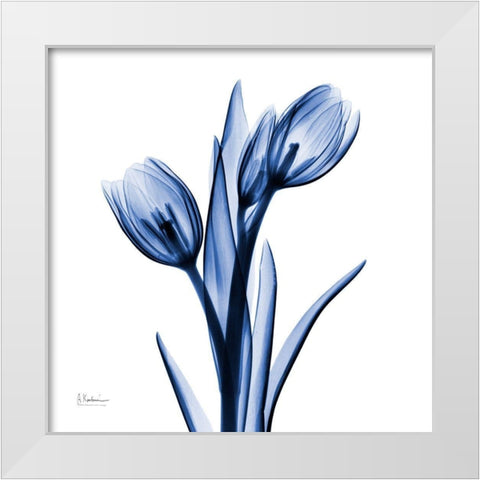 Enchanted Indigo Tulips White Modern Wood Framed Art Print by Koetsier, Albert