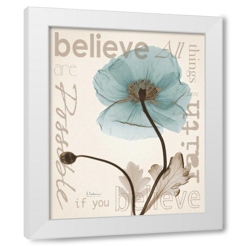 Believe Poppy White Modern Wood Framed Art Print by Koetsier, Albert