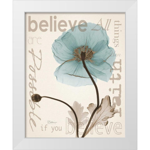 Believe Poppy White Modern Wood Framed Art Print by Koetsier, Albert