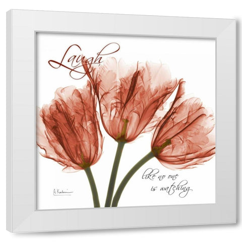 Royal Red Tulip - Laugh White Modern Wood Framed Art Print by Koetsier, Albert