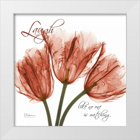 Royal Red Tulip - Laugh White Modern Wood Framed Art Print by Koetsier, Albert