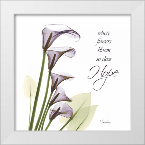 Swaying Callas - Hope White Modern Wood Framed Art Print by Koetsier, Albert