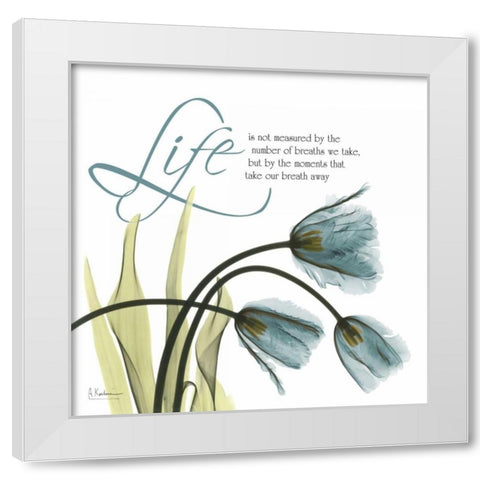 Swaying Tulips  Blue - Life White Modern Wood Framed Art Print by Koetsier, Albert