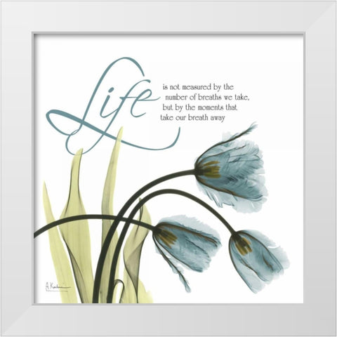 Swaying Tulips  Blue - Life White Modern Wood Framed Art Print by Koetsier, Albert