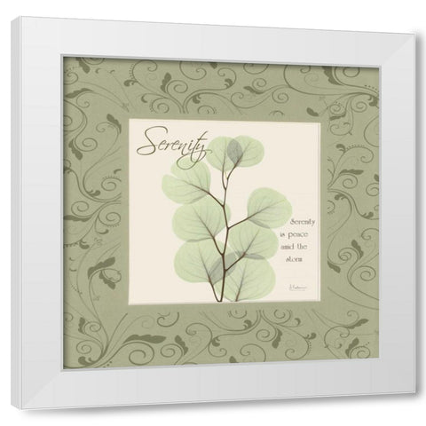 Serenity on Green Damask White Modern Wood Framed Art Print by Koetsier, Albert