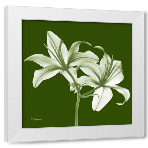 Twin Lilies on Green White Modern Wood Framed Art Print by Koetsier, Albert