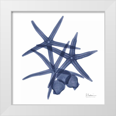 Sea Life in Blue White Modern Wood Framed Art Print by Koetsier, Albert