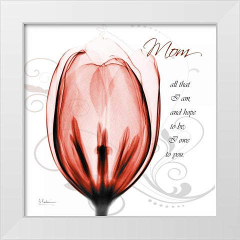 Happy Tulip in Red - Mom White Modern Wood Framed Art Print by Koetsier, Albert