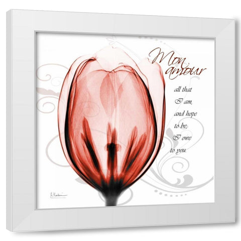 Happy Tulip in Red - Mon Amour White Modern Wood Framed Art Print by Koetsier, Albert