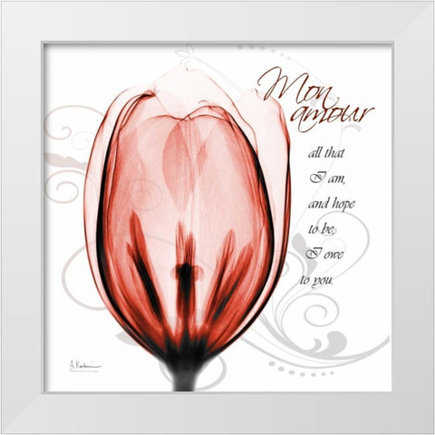 Happy Tulip in Red - Mon Amour White Modern Wood Framed Art Print by Koetsier, Albert