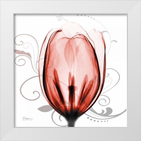 Happy Tulip in Red White Modern Wood Framed Art Print by Koetsier, Albert