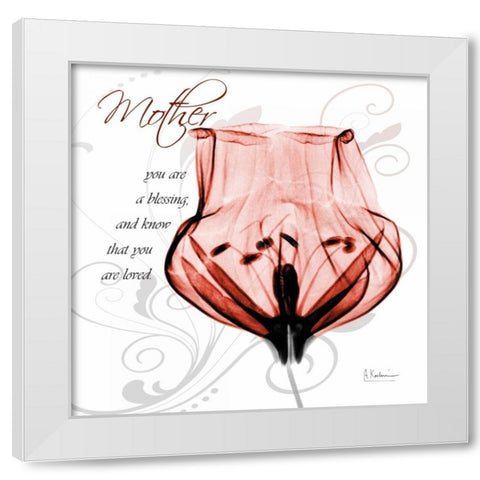 Dancing Tulip in Red - Mother White Modern Wood Framed Art Print by Koetsier, Albert