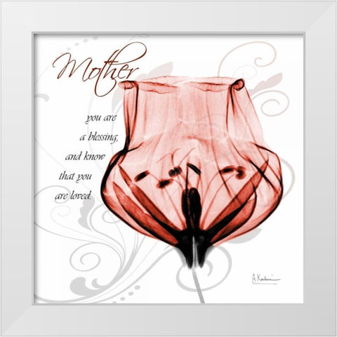 Dancing Tulip in Red - Mother White Modern Wood Framed Art Print by Koetsier, Albert