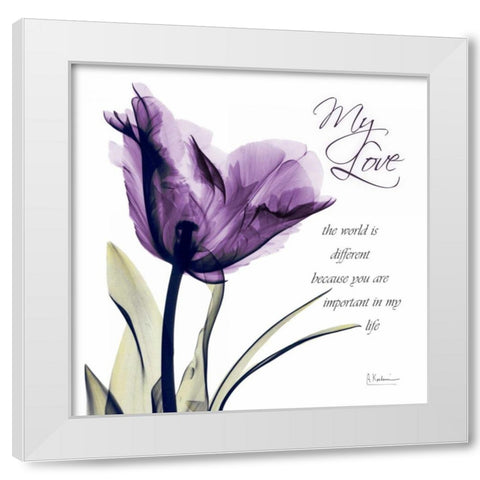 My Love - Purple Tulip White Modern Wood Framed Art Print by Koetsier, Albert