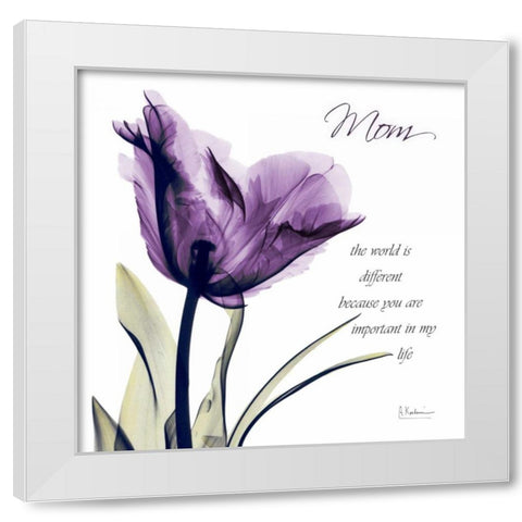 Mom - Purple Tulip White Modern Wood Framed Art Print by Koetsier, Albert