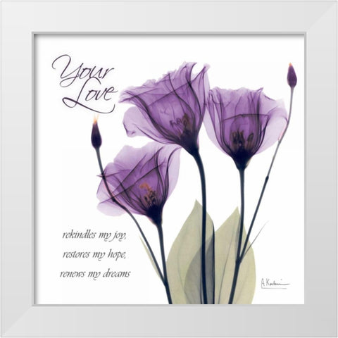 Your Love - Purple Tulip White Modern Wood Framed Art Print by Koetsier, Albert