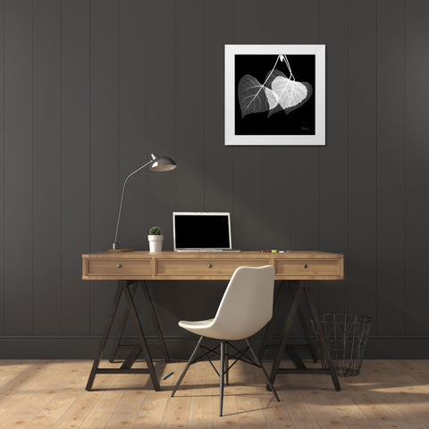 Three Leaves Three on Black White Modern Wood Framed Art Print by Koetsier, Albert