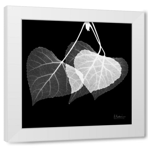 Three Leaves Three on Black White Modern Wood Framed Art Print by Koetsier, Albert