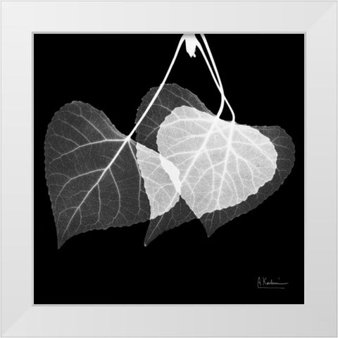 Three Leaves Three on Black White Modern Wood Framed Art Print by Koetsier, Albert