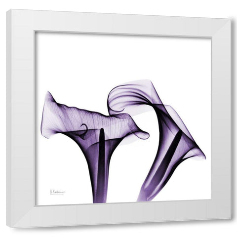 Violet Calla Twins White Modern Wood Framed Art Print by Koetsier, Albert