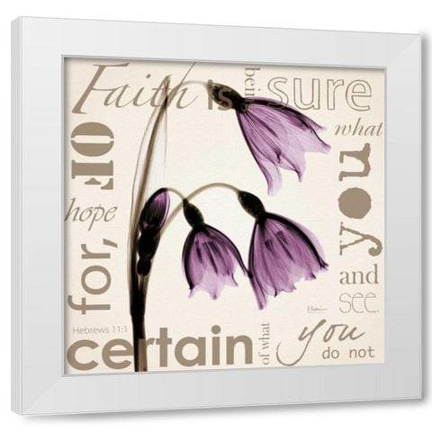 Faith - Violet Tulips White Modern Wood Framed Art Print by Koetsier, Albert