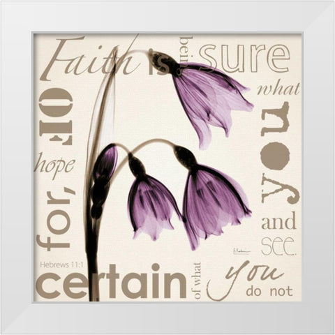 Faith - Violet Tulips White Modern Wood Framed Art Print by Koetsier, Albert