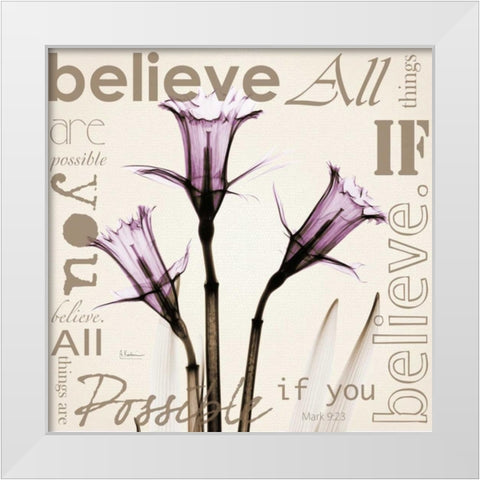 Believe - Violet Daffodils White Modern Wood Framed Art Print by Koetsier, Albert