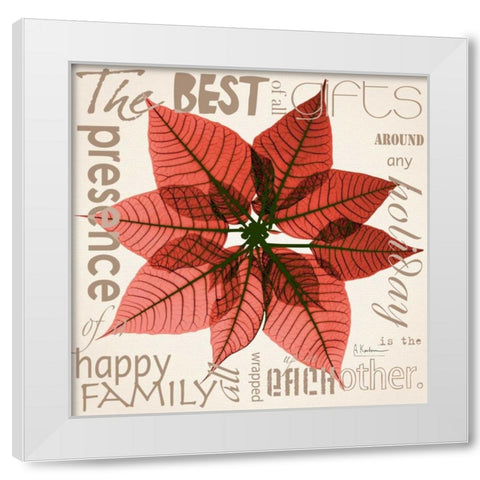 Poinsettia White Modern Wood Framed Art Print by Koetsier, Albert