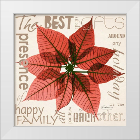 Poinsettia White Modern Wood Framed Art Print by Koetsier, Albert