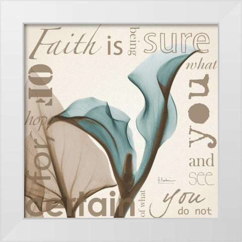 Faith - Blue Calla Lily White Modern Wood Framed Art Print by Koetsier, Albert