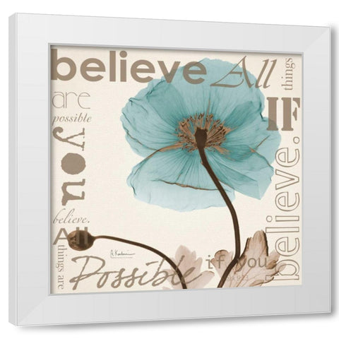 Believe - Blue Poppy White Modern Wood Framed Art Print by Koetsier, Albert