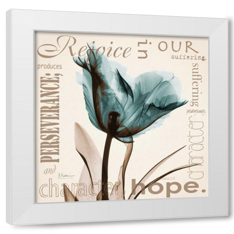 Rejoice - Blue Tulip White Modern Wood Framed Art Print by Koetsier, Albert