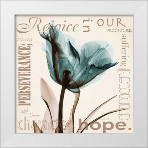 Rejoice - Blue Tulip White Modern Wood Framed Art Print by Koetsier, Albert