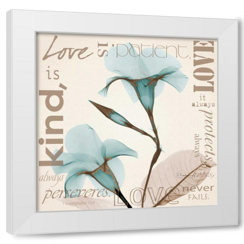 Love - Blue Beauties White Modern Wood Framed Art Print by Koetsier, Albert